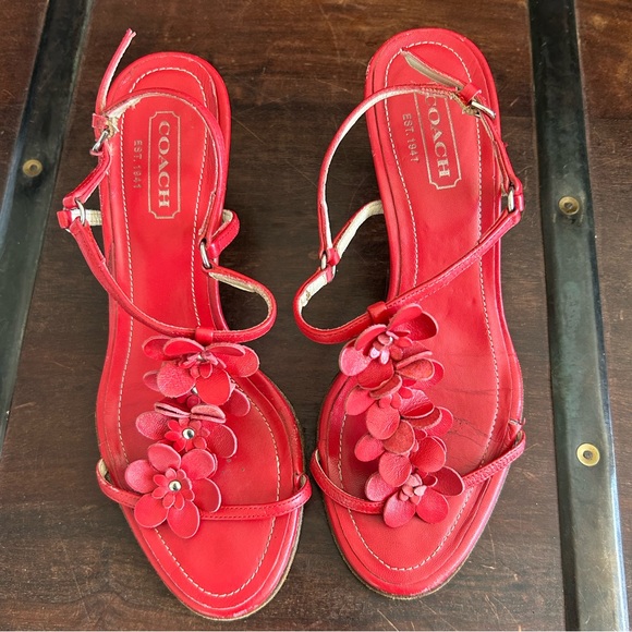 Coach Red Flower Sandals - Picture 1 of 3